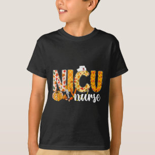 Stethoscope NICU Nurse Fall Yall Autumn Leaves Tha T-Shirt