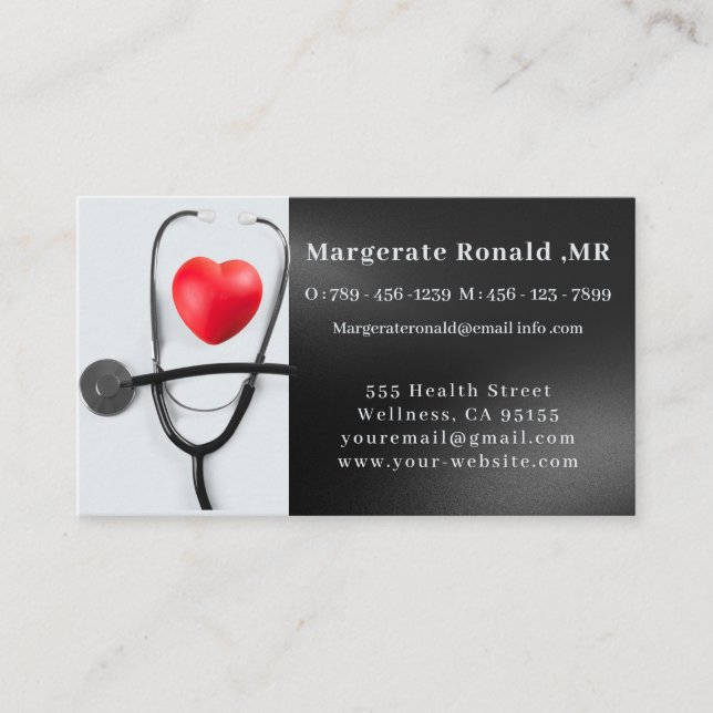 Stethoscope Nurse Doctor Healthcare Business Card (Front)