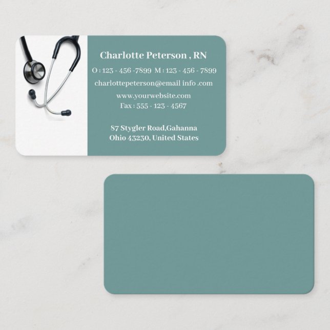 Stethoscope Nurse Doctor Healthcare Business Card (Front/Back)