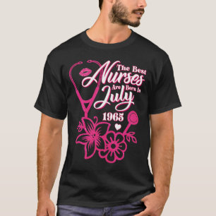 Stethoscope nurse Floral July 1965 Birthday, Nursi T-Shirt