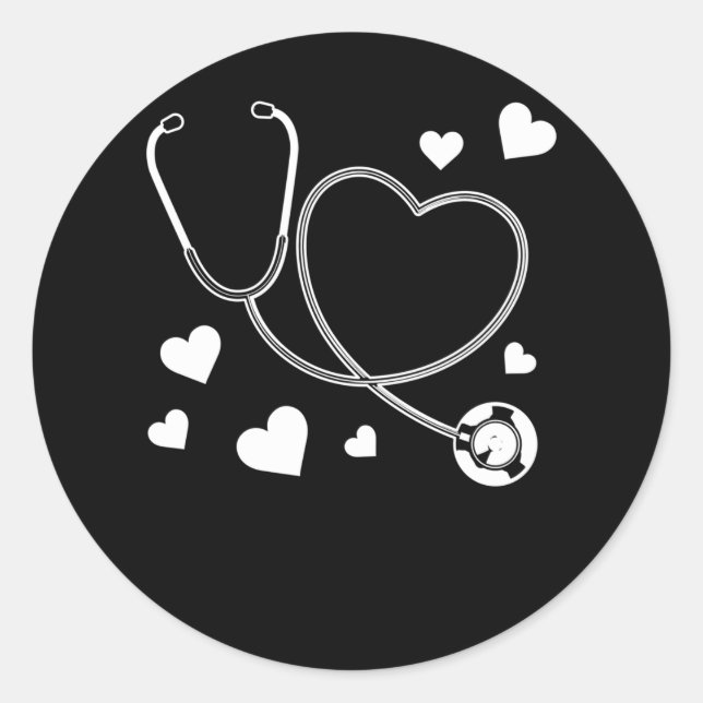 Stethoscope Nurse Love Hospital Classic Round Sticker (Front)
