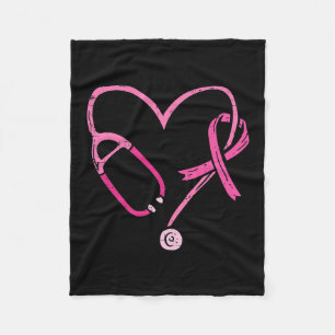 Stethoscope Nurse Medical Breast Cancer Awareness Fleece Blanket