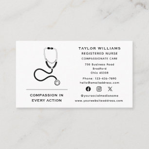 Stethoscope Nurse Practitioner Cardiologist Doctor Business Card