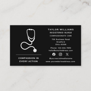 Stethoscope Nurse Practitioner Doctor Cardiologist Business Card