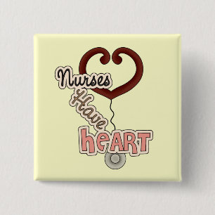 Stethoscope Nurses Have Heart T-shirts and GIfts 15 Cm Square Badge