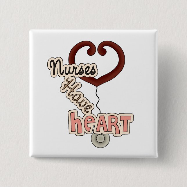 Stethoscope Nurses Have Heart T-shirts and GIfts 15 Cm Square Badge (Front)