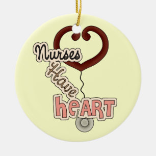 Stethoscope Nurses Have Heart T-shirts and GIfts Ceramic Tree Decoration