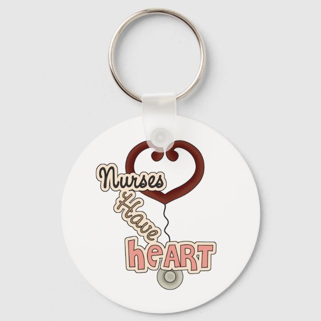 Stethoscope Nurses Have Heart T-shirts and GIfts Key Ring (Front)