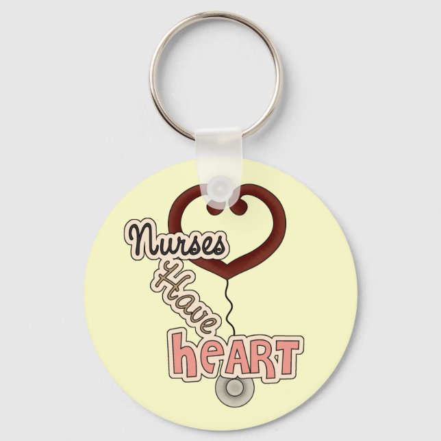 Stethoscope Nurses Have Heart T-shirts and GIfts Key Ring (Front)