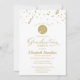 Stethoscope Nursing School Grad Party Gold White Invitation