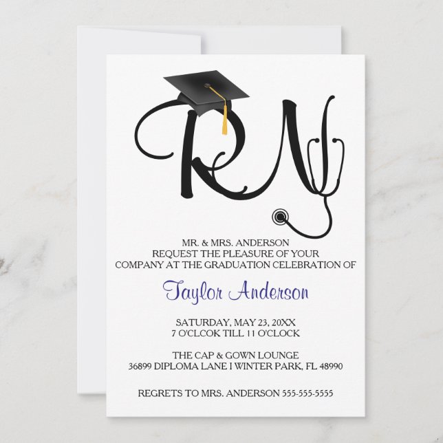 Stethoscope Nursing School Graduation Announcement (Front)