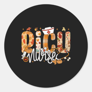 Stethoscope Picu Nurse Fall Yall Autumn Leaves Tha Classic Round Sticker