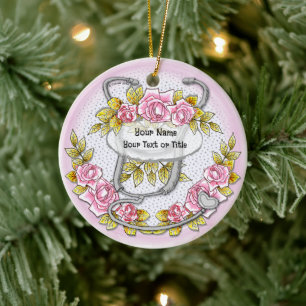 Stethoscope Roses  Ceramic Tree Decoration
