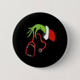 Stethoscope Santa Funny Christmas Xmas Nurse Nursi 6 Cm Round Badge