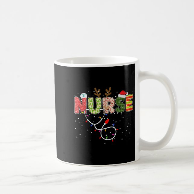 Stethoscope Santa Hat Reindeer Xmas Christmas Nurs Coffee Mug (Right)