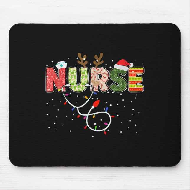 Stethoscope Santa Hat Reindeer Xmas Christmas Nurs Mouse Mat (Front)