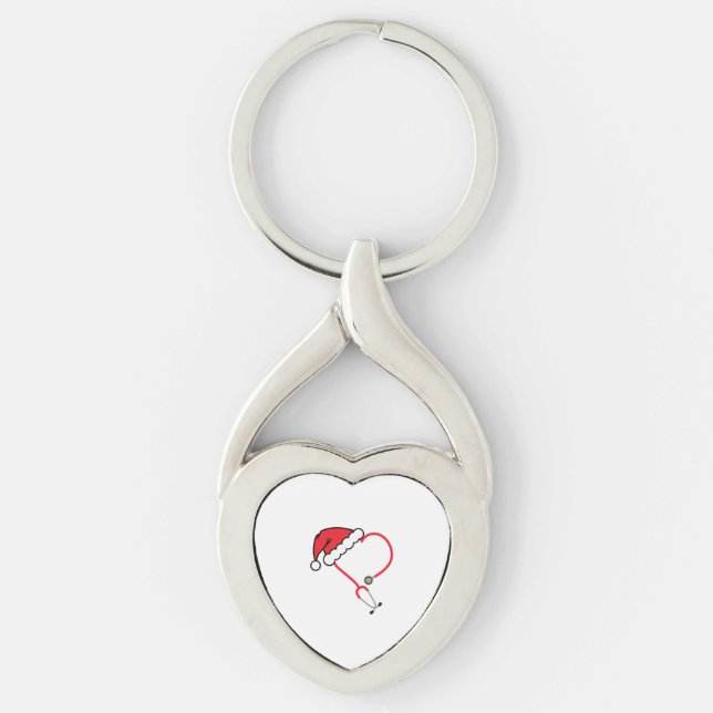 Stethoscope Santa Premium Scoop  Key Ring (Front)