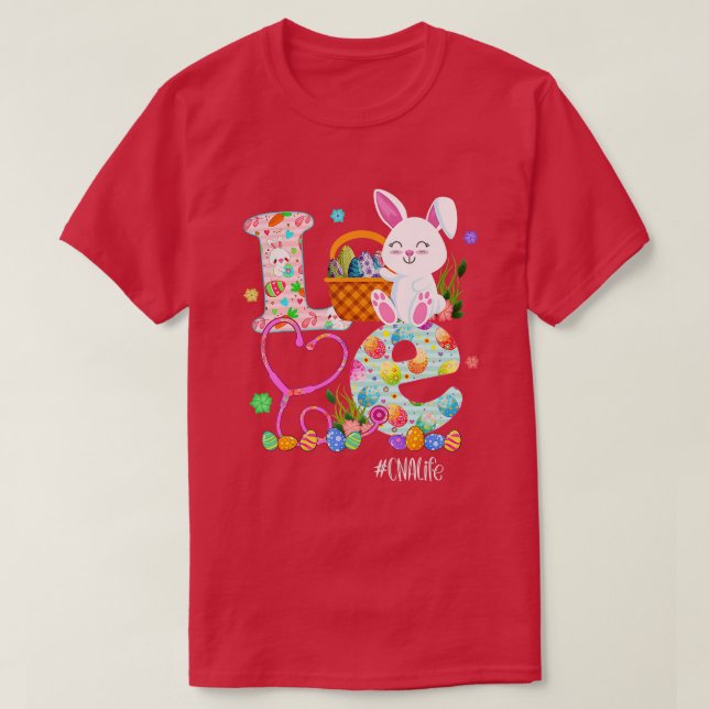 Stethoscope Scrub CNA Nurse Life Easter Day Cute B T-Shirt (Design Front)