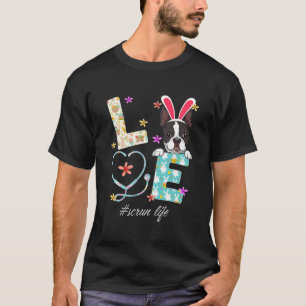 Stethoscope Scrub Life Nurse French Bulldog Easter T-Shirt