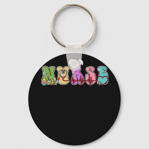 Stethoscope Scrub Nurse Life Easter Day Bunny Eggs Key Ring
