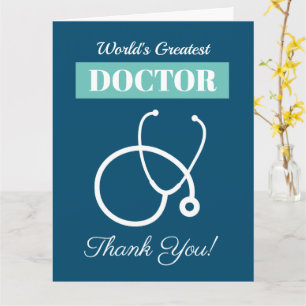Stethoscope thank you card for medical doctor MD