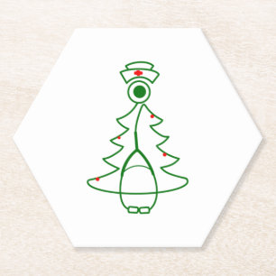 Stethoscope Tree (green) Paper Coaster