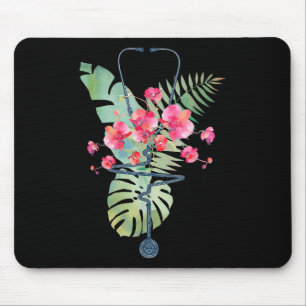 Stethoscope Tropical Flowers Summer Aloha Hawaii R Mouse Mat