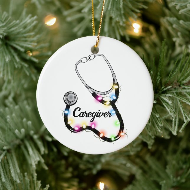 Stethoscope With Christmas Lights Merry Xmas Nurse Ceramic Tree Decoration (Tree)