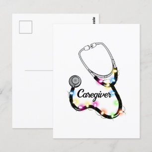 Stethoscope With Christmas Lights Merry Xmas Nurse Postcard
