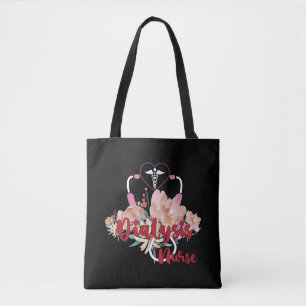 Stethoscope With Flowers Dialysis Registered Nurse Tote Bag