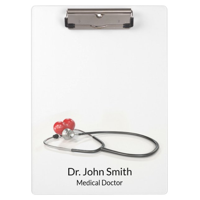 Stethoscope with Heart | Medical Care & Healthcare Clipboard (Front)