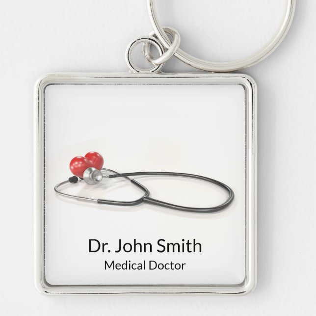 Stethoscope with Heart | Medical Care & Healthcare Key Ring (Front)