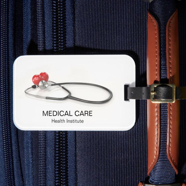 Stethoscope with Heart | Medical Care & Healthcare Luggage Tag (Front Insitu 4)