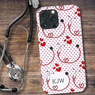 Stethoscopes and Hearts Monogram iPhone 13 Pro Max Case