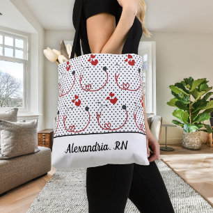 Stethoscopes, Hearts and Polka Dots Signature Tote Bag