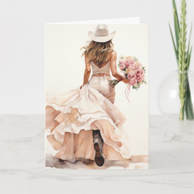 Stetson & Lace Wedding:  Blossoming Bride Card (Front)