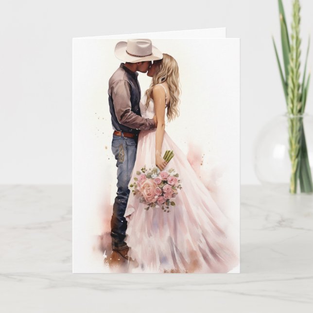 Stetson & Lace Wedding: Crimson Romance Card (Front)