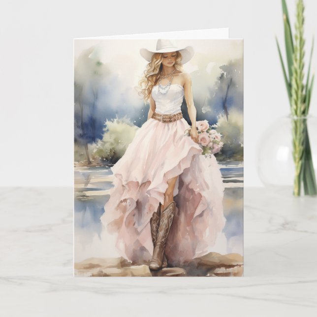 Stetson & Lace Wedding: Rose Radiance Card (Front)