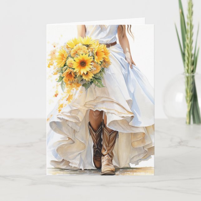 Stetson & Lace Wedding: Serenading Sunflowers Card (Front)