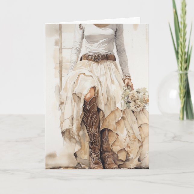 Stetson & Lace Wedding: Western Belle Card (Front)