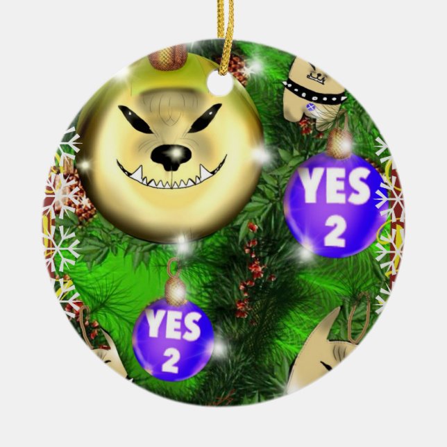 Steve fur yes! ceramic tree decoration (Front)