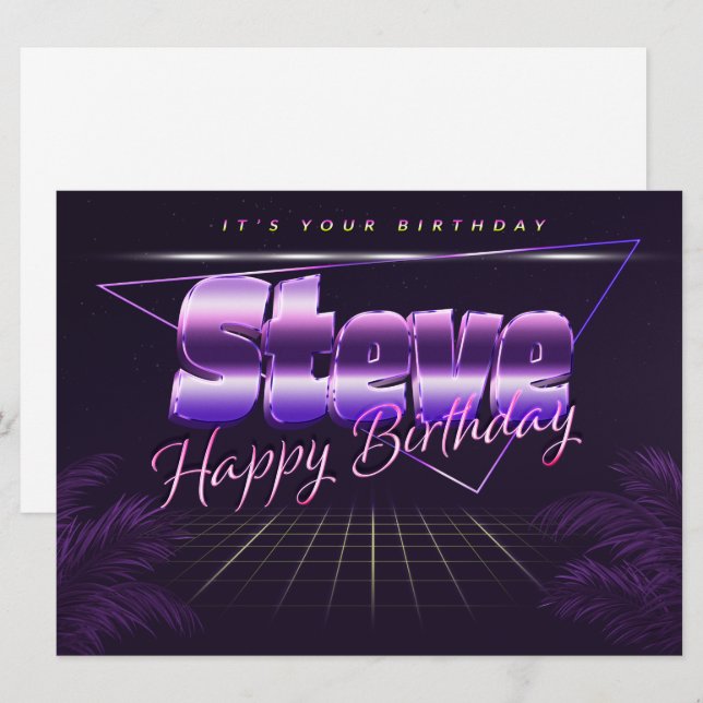 Steve Name First name lila retro card Birthday (Front/Back)