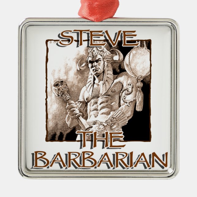 Steve The Barbarian Metal Tree Decoration (Front)