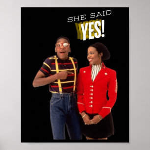 Steve Urkel Family S She Said Yes! Sticker  Poster