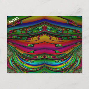 STEVEN ~ 3D Fractal Design Pattern ~ Multicolour Postcard