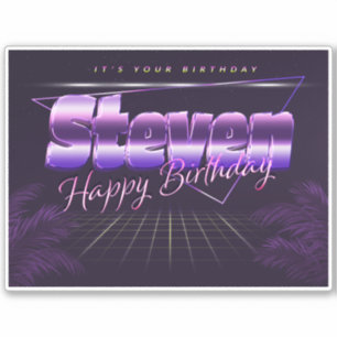 Steven Name First name lila retro Sticker Birthday