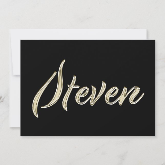 Steven Name white gold Handwriting Card (Front)