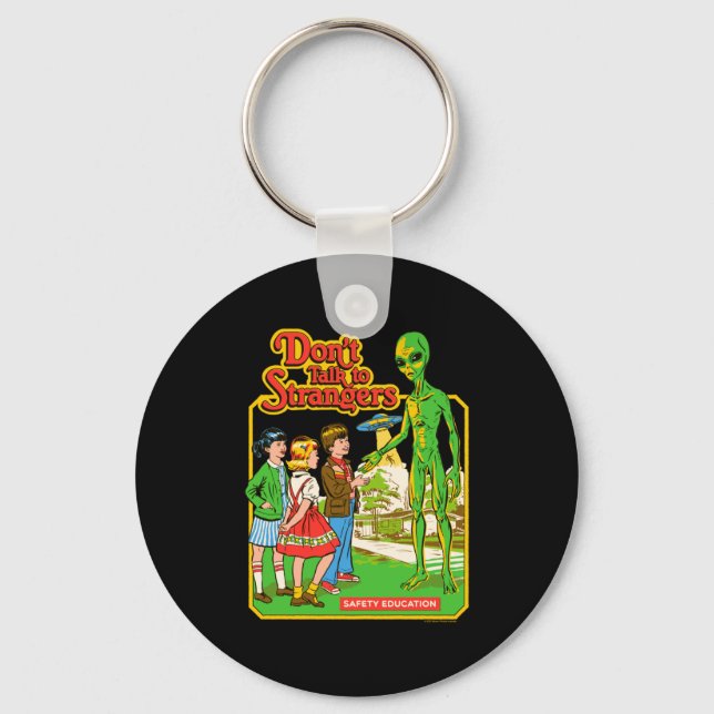 Steven Rhodes Don't Talk To Strangers Alien Retro  Key Ring (Front)
