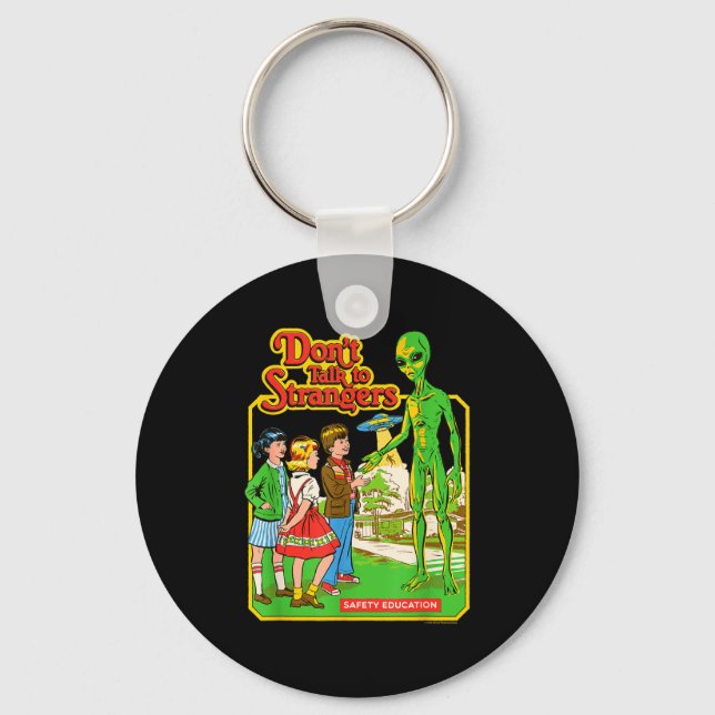 Steven Rhodes Don't Talk To Strangers Alien Retro  Key Ring (Front)