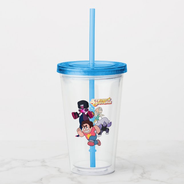 Steven Universe | Crystal Gem Group Action Acrylic Tumbler (Front)